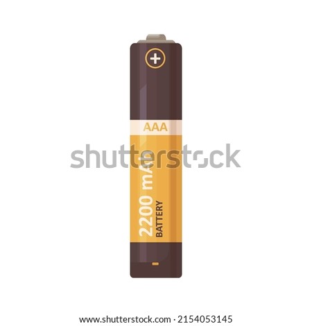 AAA battery icon. 3 three, triple A type power item of standard size. Dry alkaline electrical energy cylinder. Cylindrical object. Flat vector illustration isolated on white background