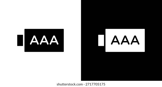 AAA battery icon black flat pictogram. For graphic and web design.