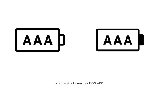AAA battery icon design collection. Vector sign and symbol for UI designs