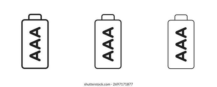 AAA-Batterie-Symbol linear Stil Zeichen für mobiles Konzept und Web-Design.