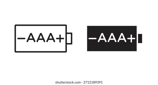 Ícone de bateria AAA. Elemento de design de ícone de vetor plano.