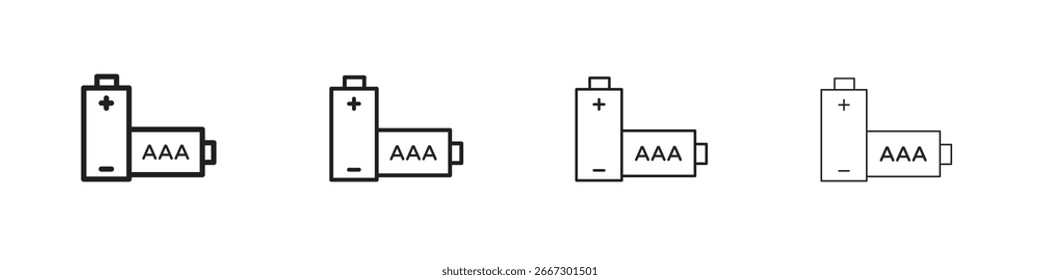 AAA Akku-Symbol einfache schwarze Vektorgrafik-Paket. Design-Infografik