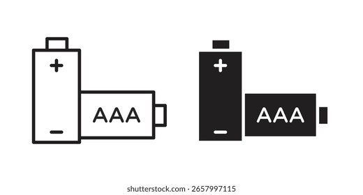 Concepto de símbolo de icono de batería AAA. Iconos para Web y móvil.