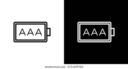 AAA-Batteriesymbol in dünner Linie, Umriss und Strichstil für Apps