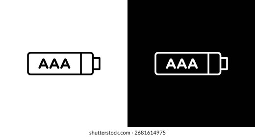 AAA battery icon thin line symbol on white background. Editable stroke vector illustration