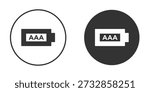 AAA battery icon vector silhouette in black. simple flat icon vector.