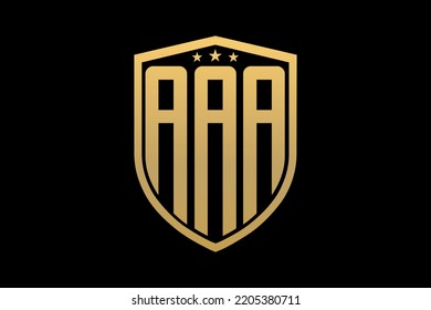AAA letter logo. AAA letter design with black background. This is gold letter logo. Use stylist fashion logo. Decorative design.