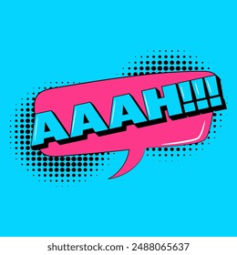 AAAH cartoon explosions comical speech bubble in trendy pop art style. Bright cartoon message