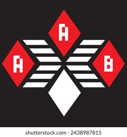 AAB-Buchstabe-Logo-Vektor-Design Rot und Weiß, schwarzer Hintergrund AAB-Buchstabe-Logo - Icon-Design
