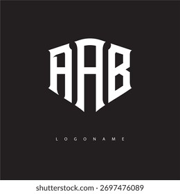AAB Shield Monogram Logo Modern Gothic Typography Design Elegant Letter mark Logo Minimal Black White Emblem.