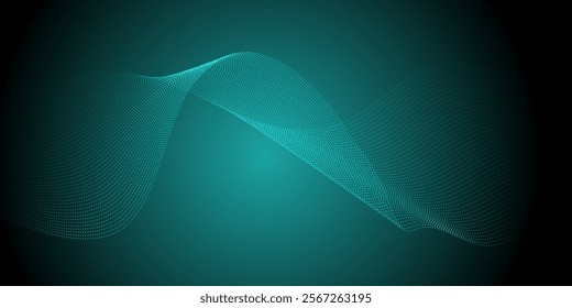 Aabstract banner with a flowing waves of cyber dots design