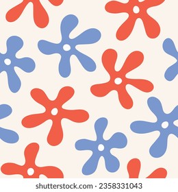 Aabstraktes, nahtloses Muster aus Blumen. Abstrakter floraler Hintergrund. Blumenpapier Abstraktes Blumenmuster. Frühlingsmuster. Sommermuster
