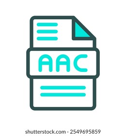 Aac colored outline icon for audio file format with modern design