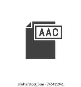 Aac format document icon vector, filled flat sign, solid pictogram isolated on white. File formats symbol, logo illustration.