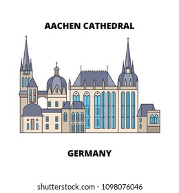 Aachen Cathedral, Germany line icon concept. Aachen Cathedral, Germany flat vector sign, symbol, illustration.