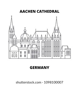 Aachen Cathedral, Germany line icon concept. Aachen Cathedral, Germany linear vector sign, symbol, illustration.