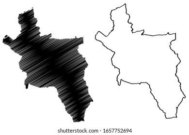 Aachen City (Federal Republic of Germany, North Rhine-Westphalia) map vector illustration, scribble sketch City of Bad Aachen (Aix-la-Chapelle) map