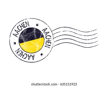 Aachen city grunge postal rubber stamp against white background