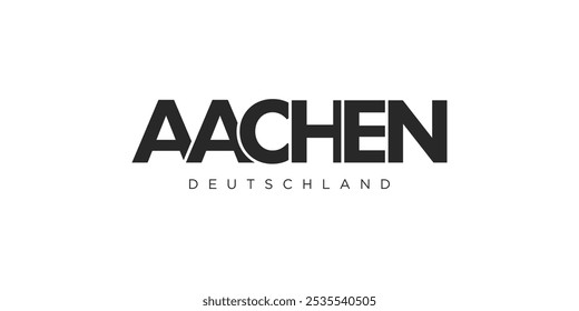 Aachen Deutschland, modern and creative vector illustration design featuring the city of Germany as a graphic symbol and text element, set against a white background