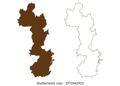 Aachen district (Federal Republic of Germany, State of North Rhine-Westphalia, NRW, Cologne region) map vector illustration, scribble sketch Aachen Stadteregion map