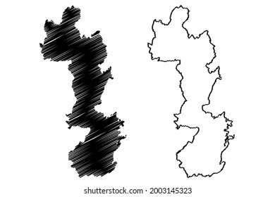 Aachen district (Federal Republic of Germany, State of North Rhine-Westphalia, NRW, Cologne region) map vector illustration, scribble sketch Aachen Stadteregion map