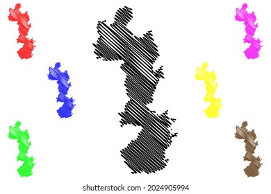 Aachen district (Federal Republic of Germany, State of North Rhine-Westphalia, NRW, Cologne region) map vector illustration, scribble sketch Aachen Stadteregion map