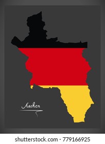 Aachen map with German national flag illustration