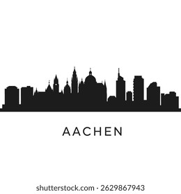 Aachen Skyline German City Vector Silhouette.