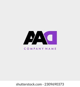 logotipo de monograma de la carta inicial AAD