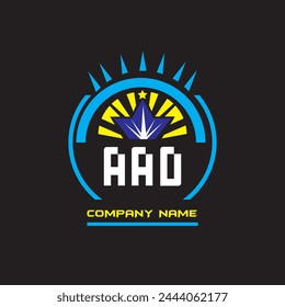 Diseño del Vector del logotipo de la letra de AAD sobre fondo negro Diseño del logotipo de la letra de AAD
