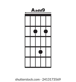 Aadd9  guitar chord icon. Basic guitar chord vector illustration symbol design