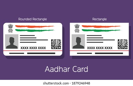 Aadhar Card Illustration, Dummy Aadhar card, Unique identity document for Indian (UIDAI) citizen issued by Government of India, Vector.