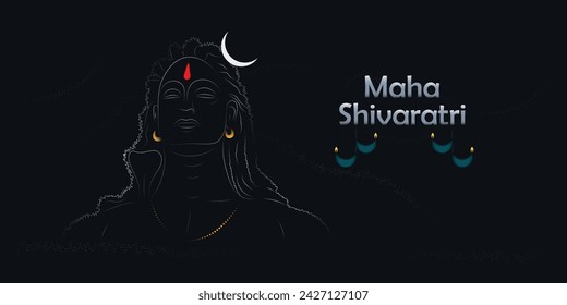 Aadi yogi Mahadev dots vector design for Maha shivratri festival.