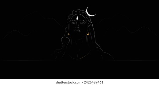 Aadi yogi Mahadev line art vector design for Maha shivratri festival.