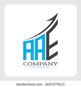 AAE Company Logo Design Growth vector, AAE Upward Arrow Business Success Logo vector, Corporate Branding AAE Logo Concept vector, AAE Modern Financial Growth Chart Logo vector,
