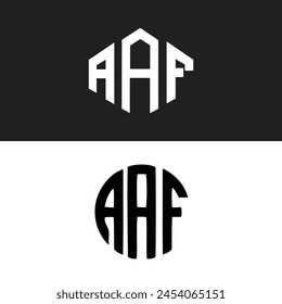 AAF-Buchstaben-Logo-Design in sechs Stil. AAF-Polygon, Kreis, Dreieck, Sechseck, flacher und einfacher Stil mit schwarz-weißem Farbvariationsbuchstaben-Logo in einer Zeichenfläche. AAF minimalistisches und klassisches Logo