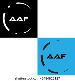 AAF-Buchstaben-Logo-Design in sechs Stil. AAF-Polygon, Kreis, Dreieck, Sechseck, flacher und einfacher Stil mit schwarz-weißem Farbvariationsbuchstaben-Logo in einem Satz