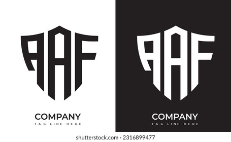 AAF logo. AAF shield logo design. AAF logo for technology, business and real estate brand