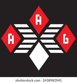 Diseño del vector del logotipo de la letra AAG rojo y blanco, fondo de color negro Logo de la letra AAG - diseño del icono
