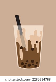 aAglass of chocolate milkshake vector. Illustration of chocolate drink.