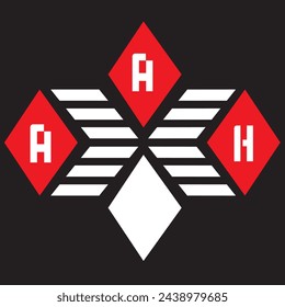 AAH letter logo vector design  red an white, black color background AAH letter logo - icon design
