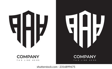 AAH logo. AAH shield logo design. AAH logo for technology, business and real estate brand