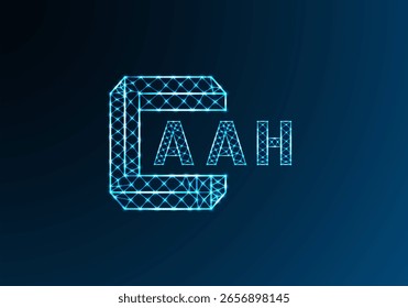 AAH low poly letter logo vector design. AAH lower poly logo design. AAH unique low poly logo design.