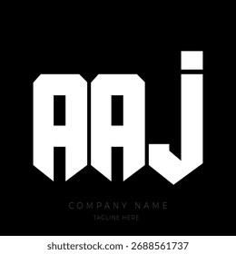 AAJ LOGO, Un diseño de logotipo monograma atrevido y moderno que presenta las letras en una fuente geométrica de estilo bloque.