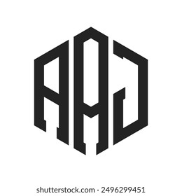 AAJ Diseño de Logo. Letra inicial AAJ Monogram Logo con forma de hexágono