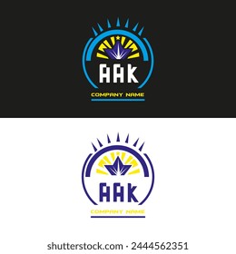 Diseño del Vector del logotipo de la letra AAK sobre fondo de color blanco y negro Diseño del logotipo de la letra AAK

