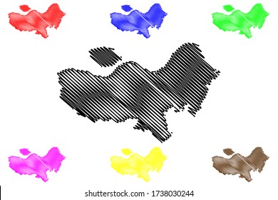 Aalborg City (Kingdom of Denmark) map vector illustration, scribble sketch City of Alborg map