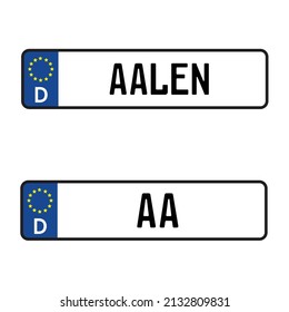 Aalen Car License Plate - Vehicle registration plates of Germany