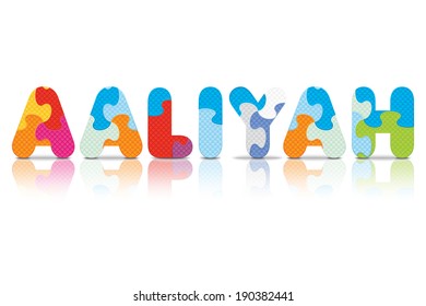 AALIYAN written with alphabet puzzle - vector illustration