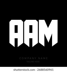 AAM LOGO, Un diseño de logotipo monográfico atrevido y moderno que presenta las letras en una fuente geométrica de estilo bloque.